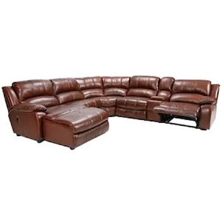 Six Piece Reclining Sectional with Plush Pillow Arms